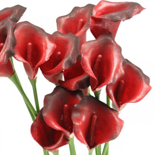 Calla rouge bordeaux fleurs artificielles en bouquet 57cm 12pcs