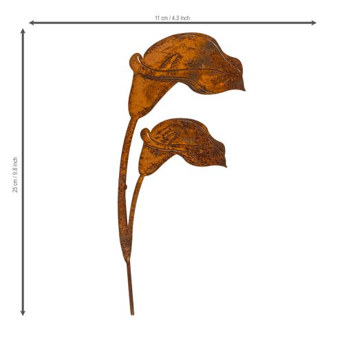 Décoration métallique Calla en finition rouillée 25 cm lot de 6 | Floristik24.fr