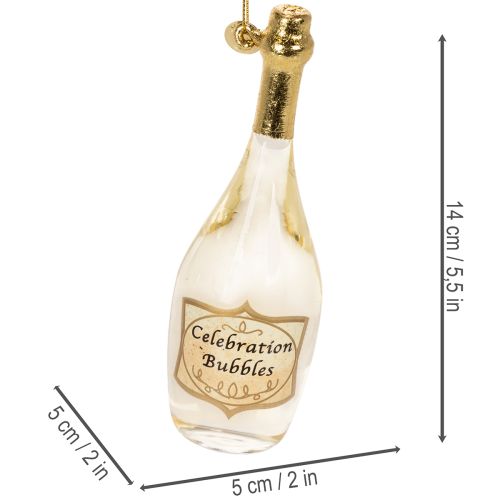 Ensemble pendentif bouteille et verre à champagne, décoration de sapin de Noël, 14 cm, 2 pièces | Floristik24.fr