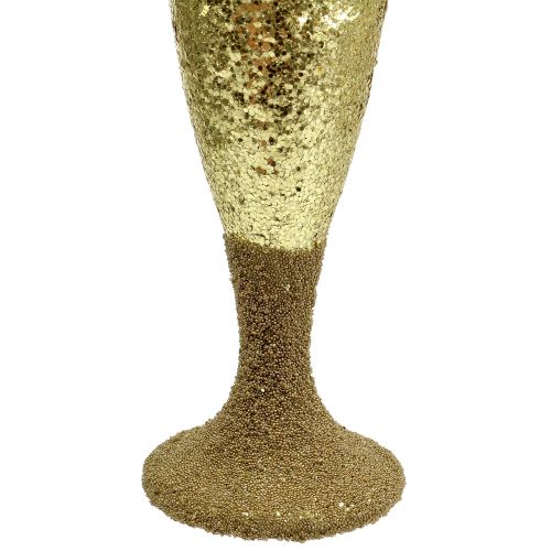 Article Verre à champagne cintre doré clair paillettes 15cm Nouvel An et Noël