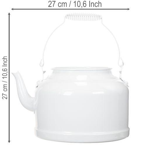 Cache-pot décoratif en métal blanc en forme de théière, style vintage, 27x20,5 cm | Floristik24.fr