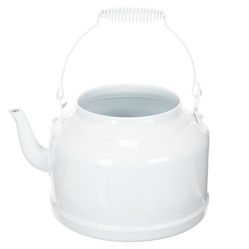 Cache-pot décoratif en métal blanc en forme de théière, style vintage, 27x20,5 cm | Floristik24.fr