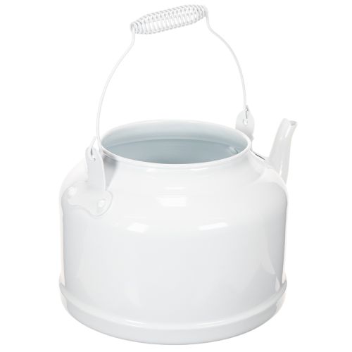 Cache-pot décoratif en métal blanc en forme de théière, style vintage, 27x20,5 cm | Floristik24.fr