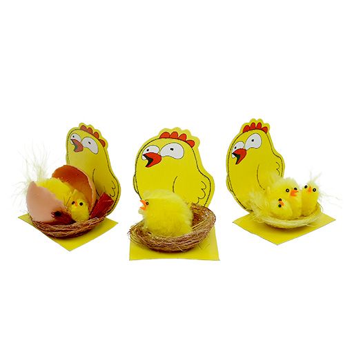 Floristik24 Chenille Poussins dans Nest Mix Ø 5.5cm 3pcs