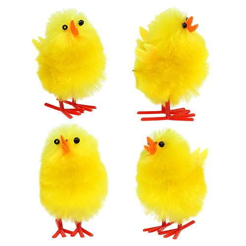 Floristik24 Chenille poussin 4cm jaune 4pcs