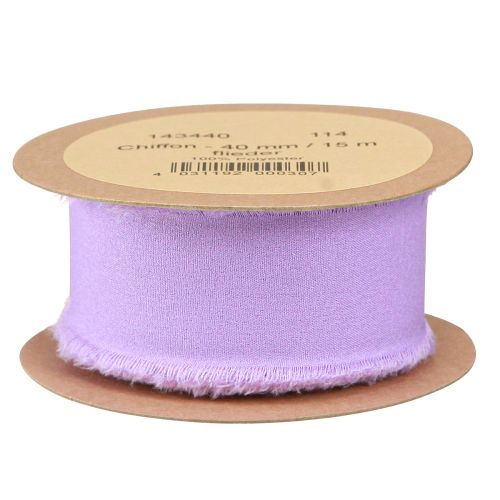 Article Ruban mousseline ruban tissu lilas avec franges mousseline 40mm 15m