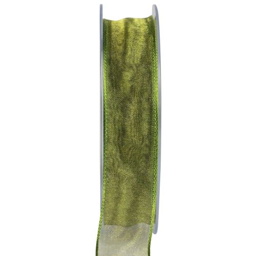 Floristik24 Ruban mousseline ruban organza ruban décoratif organza vert 25mm 20m