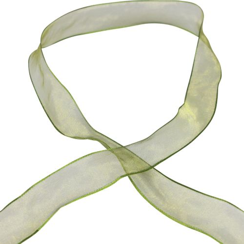 Floristik24 Ruban mousseline ruban organza ruban décoratif organza vert 25mm 20m
