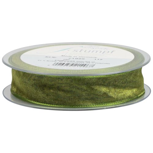 Floristik24 Ruban mousseline ruban organza ruban décoratif organza vert 25mm 20m