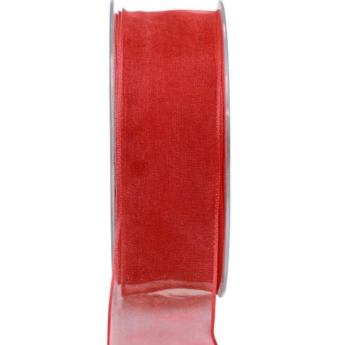 Floristik24 Ruban mousseline ruban organza ruban décoratif organza rouge 40mm 20m