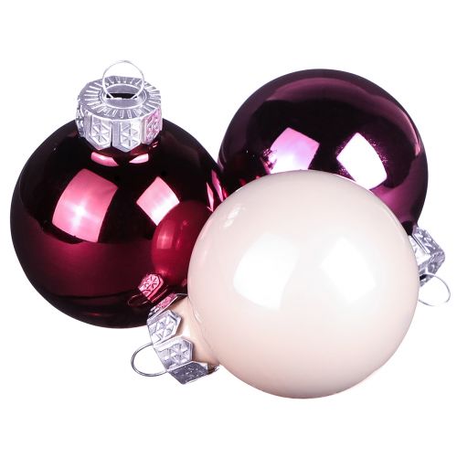Floristik24 Boules de sapin de Noël boules de sapin en verre Berry Mix Ø5cm 24 pcs Berry rose beige crème brillant