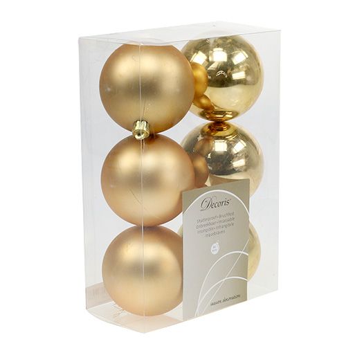 Article Boules de sapin de Noël en plastique doré 8cm 6pcs