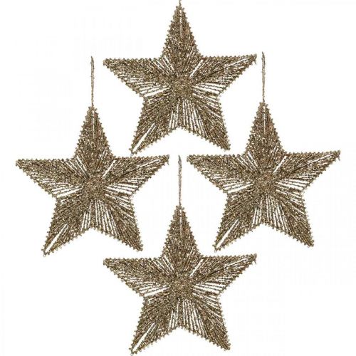 Article Décorations de sapin de Noël, décorations de l'Avent, pendentifs étoiles dorés L15cm 8 pcs