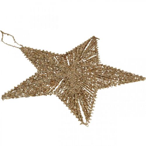 Article Décorations de sapin de Noël, décorations de l&#39;Avent, pendentifs étoiles dorés L30cm 4 pcs