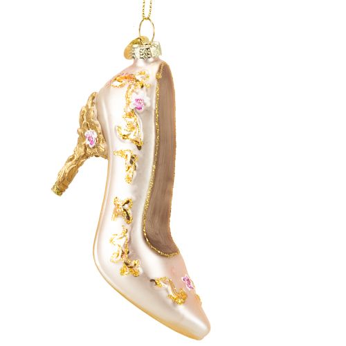 Décoration de sapin de Noël chaussures en verre rose 10 cm 2 pièces