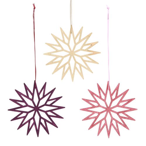 Décoration de sapin de Noël décoration en bois flocon de neige baie 10cm 12 pcs