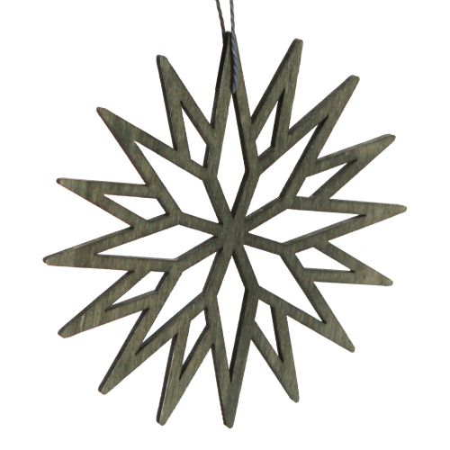 Article Décorations pour arbres de Noël décoration flocon de neige en bois vert 10cm 12 pcs