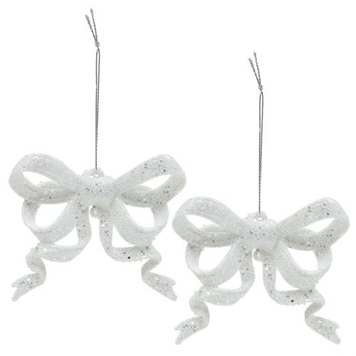 Floristik24 Boucle de décoration d&#39;arbre de Noël 9cm avec paillettes blanches 12pcs