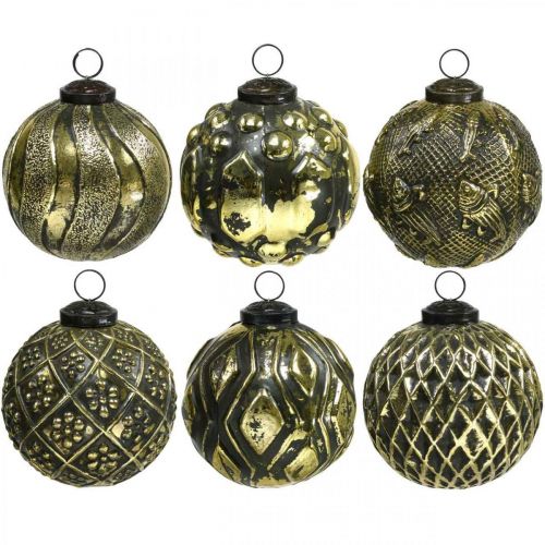 Boules de Noël vintage boules en verre or Ø9.5cm 6pcs