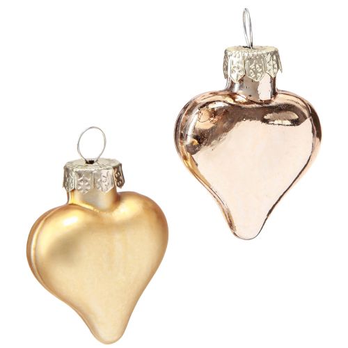 Floristik24 Décorations pour arbres de Noël Coeurs de Noël dorés 3cm 24 pcs