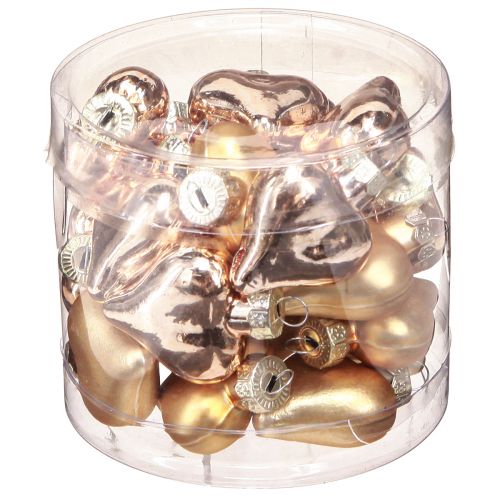 Article Décorations pour arbres de Noël Coeurs de Noël dorés 3cm 24 pcs