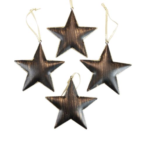 Article Décorations de sapin de Noël étoile décorative métal noir doré Ø11cm 4pcs