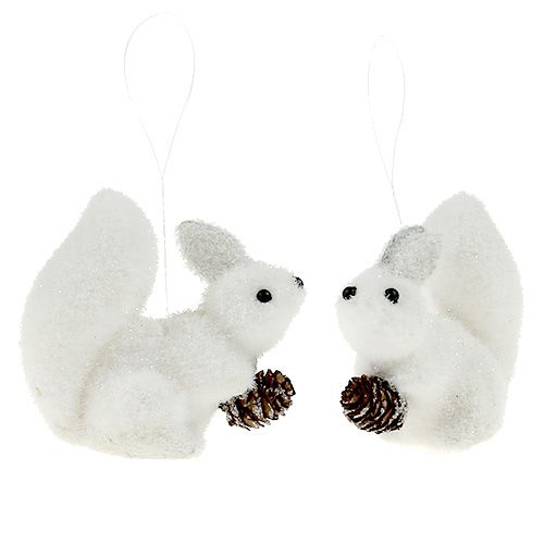 Floristik24 Décorations pour arbres de Noël écureuil blanc 7cm 6pcs