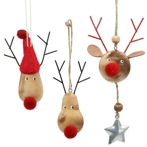 Floristik24 Décorations pour arbres de Noël élan 8-10cm 3pcs