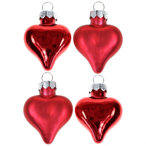 Décorations pour sapin de Noël coeurs rouges 3cm 22 pcs
