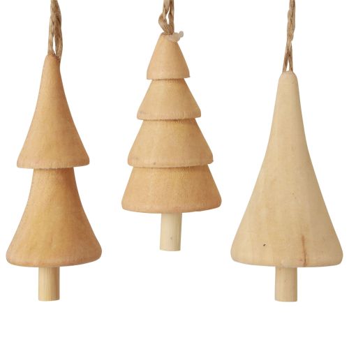 Article Décorations de sapin de Noël sapin en bois, pendentif en bois naturel 7-8cm 12 pièces