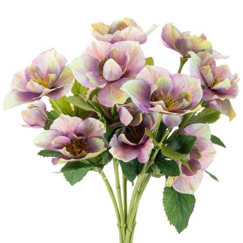 Bouquet de fleurs artificielles Hellébores violettes 35 cm - Lot de 6