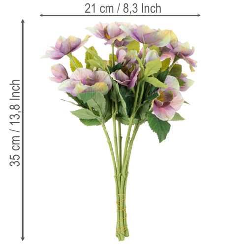 Bouquet de fleurs artificielles Hellébores violettes 35 cm - Lot de 6 | Floristik24.fr