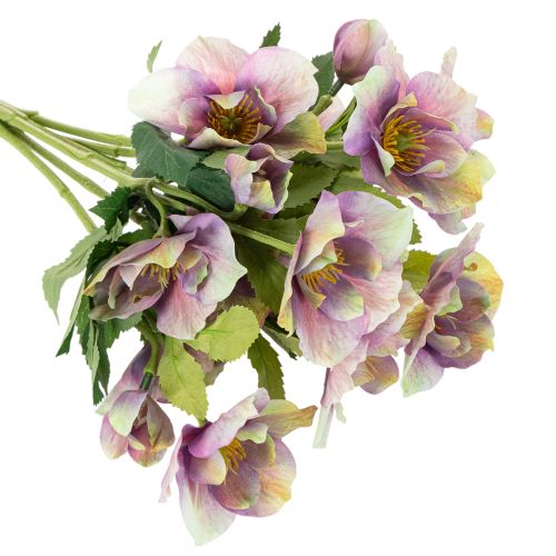 Bouquet de fleurs artificielles Hellébores violettes 35 cm - Lot de 6 | Floristik24.fr
