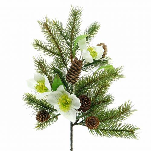 Floristik24 Branche de sapin artificielle avec roses de Noël et cônes L36cm