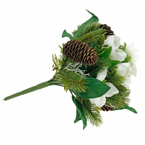 Floristik24 Bouquet de roses de Noël artificielles avec sapin et cônes H26cm
