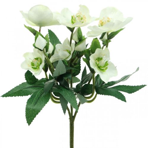 Roses de Noël bouquet décoratif blanc fleurs artificielles arrangement de Noël 27cm
