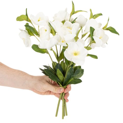 Bouquet de roses artificielles blanches décoratives de Noël, 40 cm, lot de 4 | Floristik24.fr