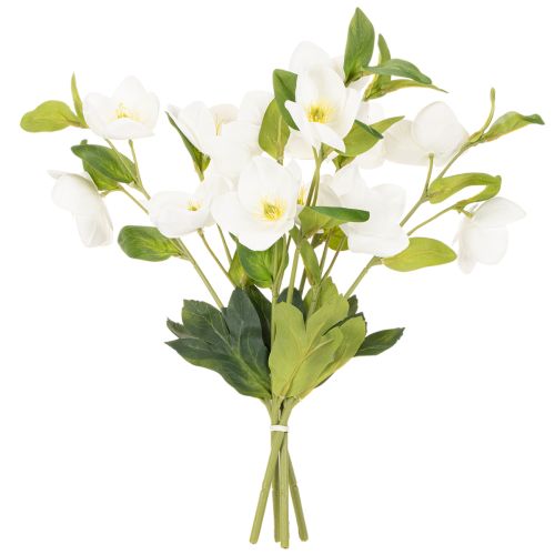 Bouquet de roses artificielles blanches décoratives de Noël, 40 cm, lot de 4 | Floristik24.fr