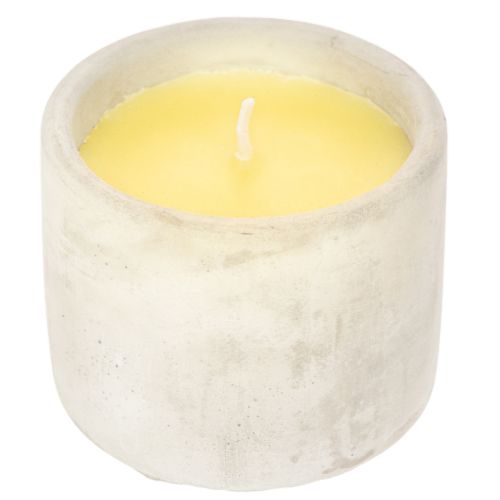 Bougie à la citronnelle en pot ciment 8 cm jaune | Floristik24.fr