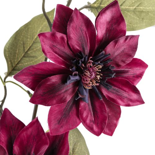 Article Clématite artificielle 3 fleurs fleurs artificielles Bordeaux 81cm 2pcs