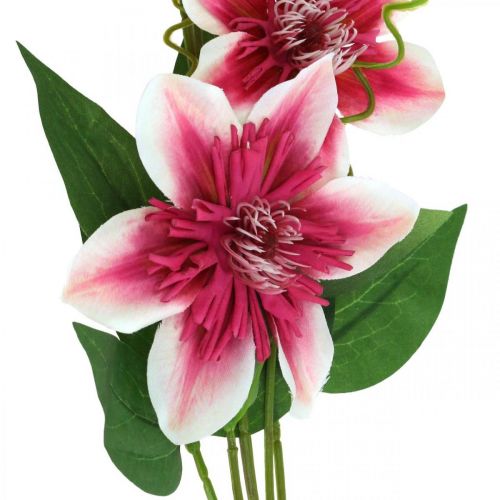 Article Branche de clématite à 5 fleurs, fleur artificielle, branche décorative rose, blanche L84cm
