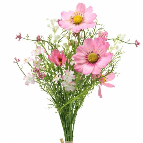 Floristik24 Cosmea et gypsophile en bouquet artificiel rose assorti 42cm