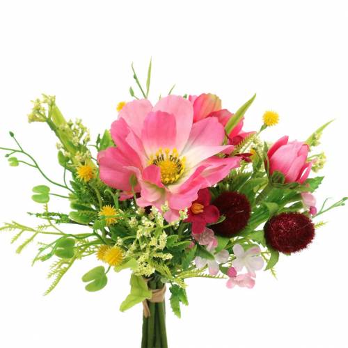 Floristik24 Bouquet déco Cosmea et boule de neige en bouquet Artificiel rose Assorti H18cm