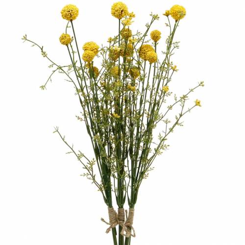 Floristik24 Craspedia artificiel en tas de pilons jaunes 3pcs