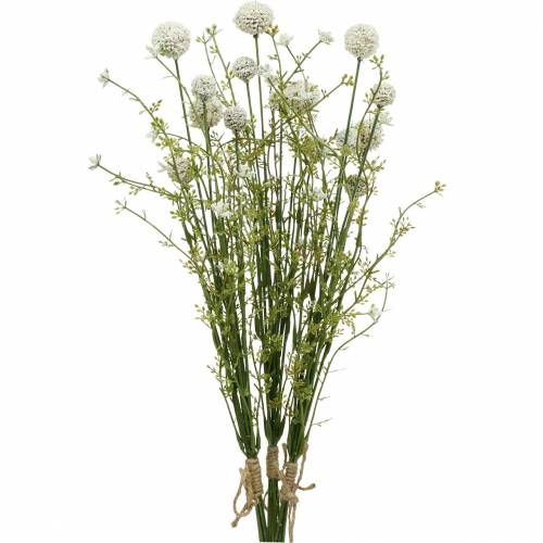 Bouquet de séchage de paquet de craspedia blanc de pilon artificiel 3pcs