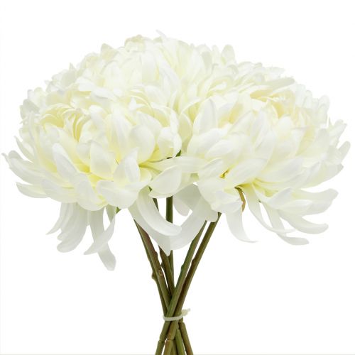 Floristik24 Bouquet déco chrysanthème blanc 28cm 6pcs