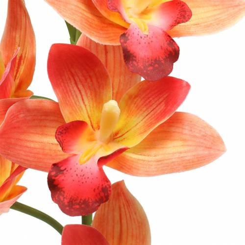 Article Orchidée fleur artificielle Cymbidium Orange 74cm