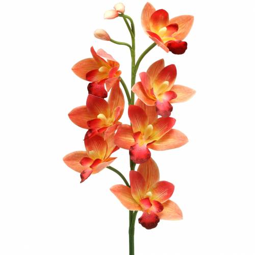 Floristik24 Orchidée fleur artificielle Cymbidium Orange 74cm