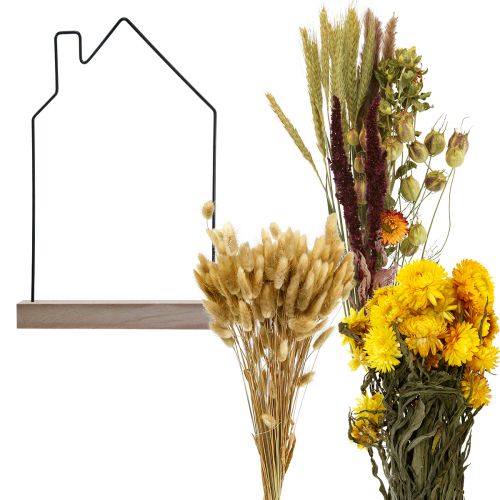 Floristik24 Boîte DIY barre de fleurs avec maison de fleurs séchées 34,5×24,5cm