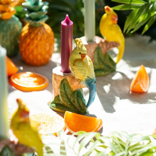 Floristik24 Bougeoir exotique oiseaux en céramique peint à la main H14,5cm 2 pcs